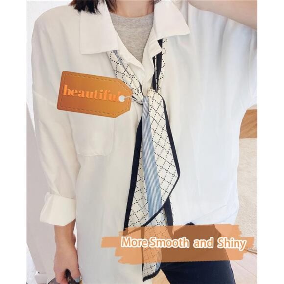 Silk Neck Scarf Women Fashion Printed Satin Head Hair Scarves Bag Wrap 59 X 5.9 - Picture 6 of 7